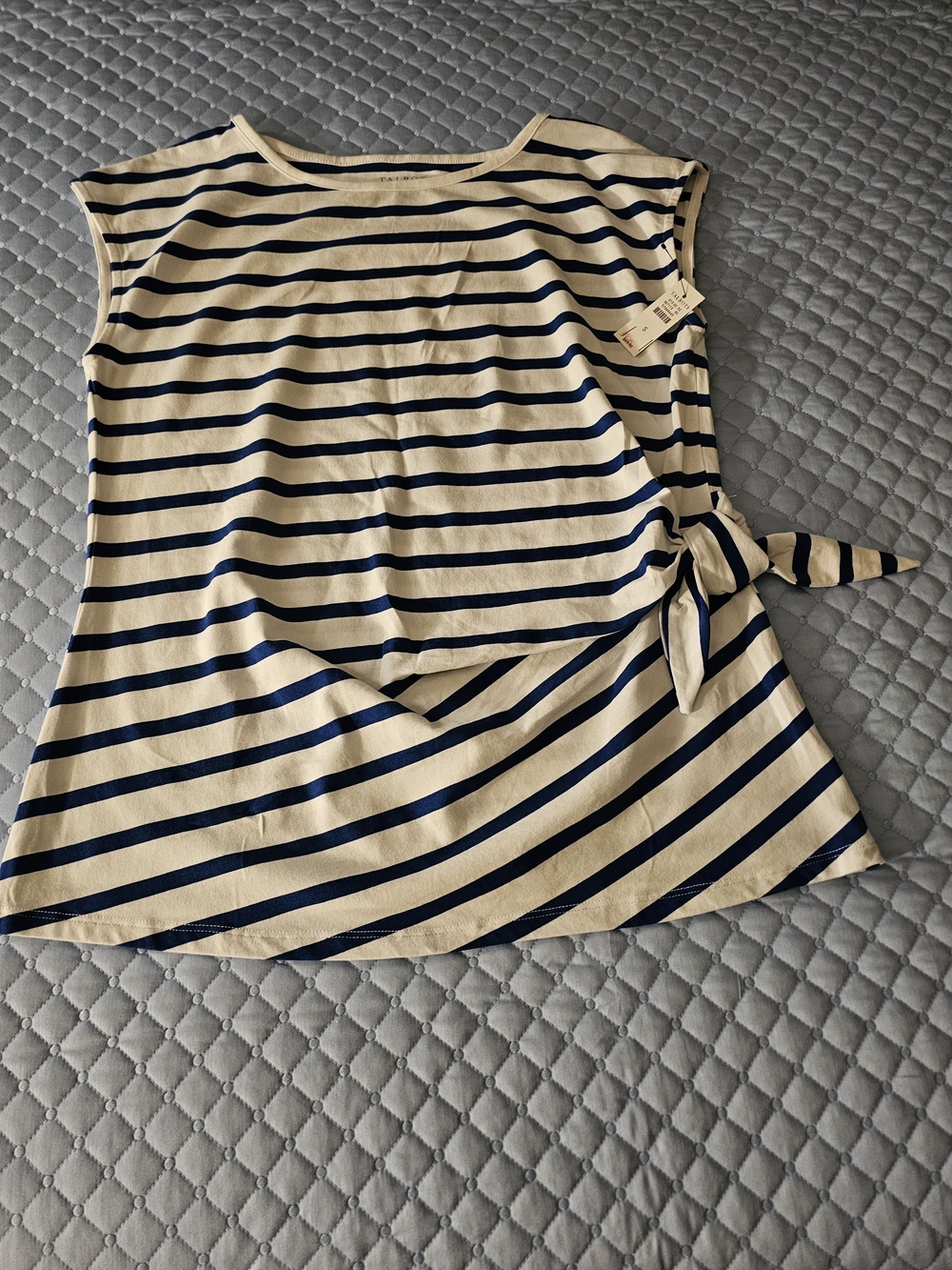 Talbots Striped Navy and White Side-Tie Tee $59.99